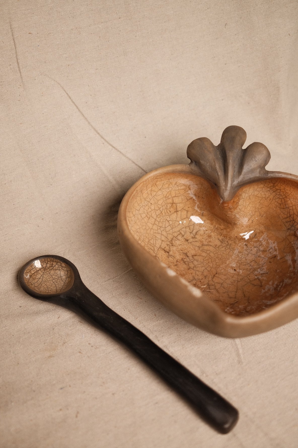 Corazon Glazed Heart Serving Bowl and Spoon Set