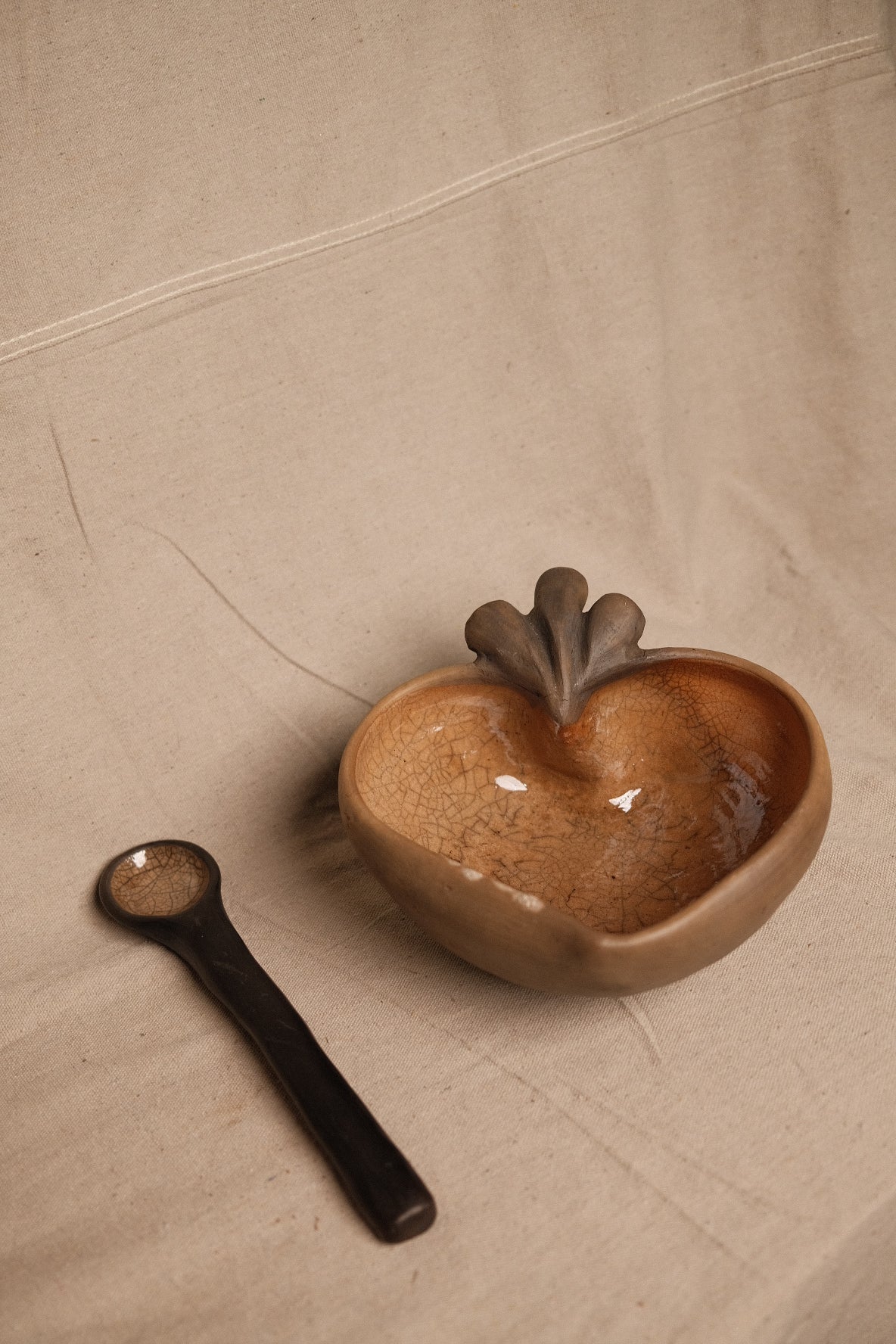 Corazon Glazed Heart Serving Bowl and Spoon Set