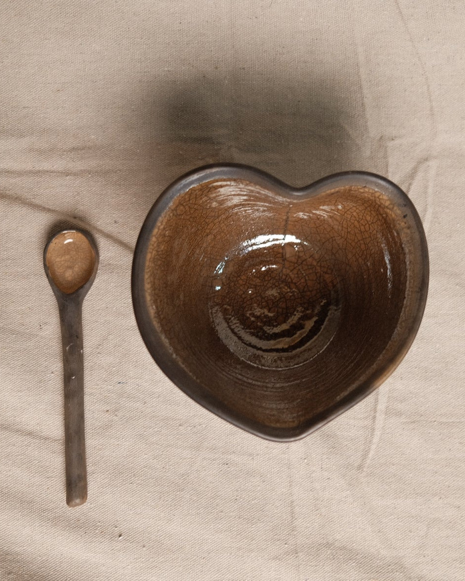 Glazed Barro Negro Heart Bowl