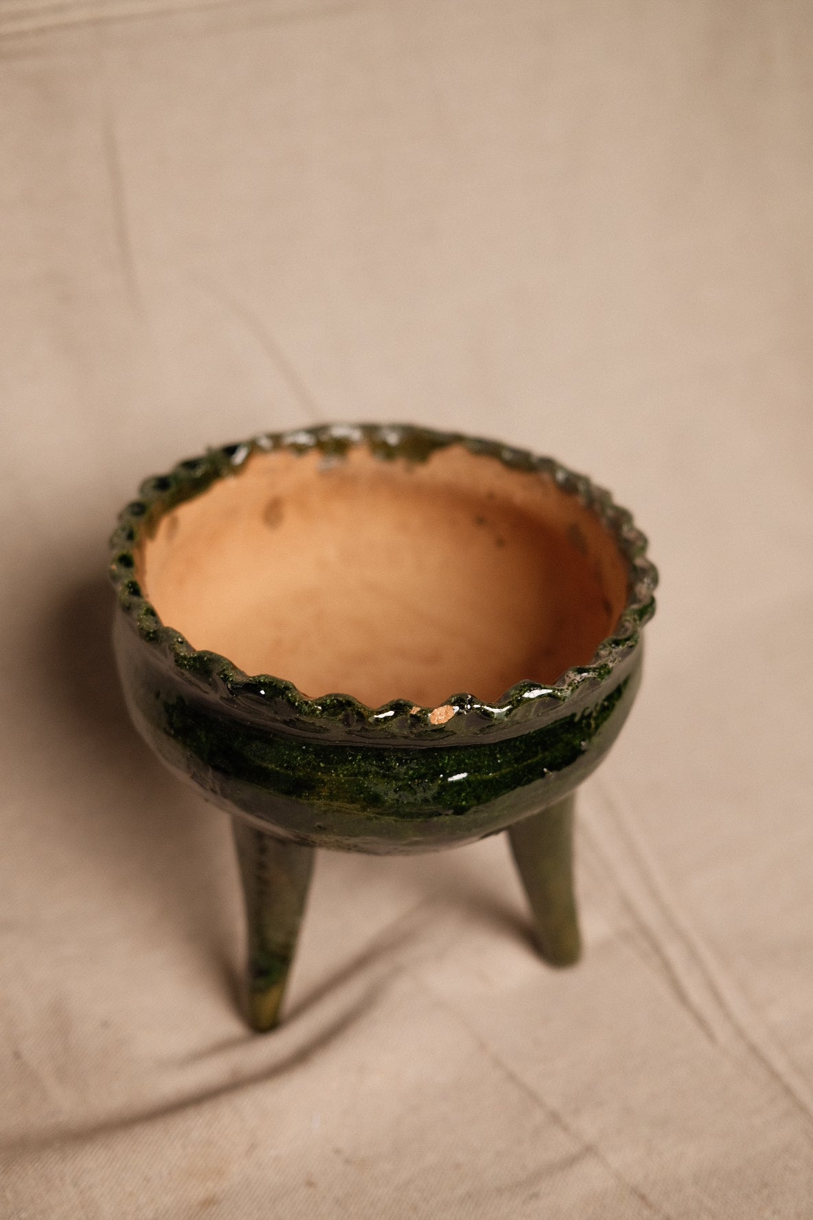 Oaxacan Green Glazed Tripod Vessel No.3