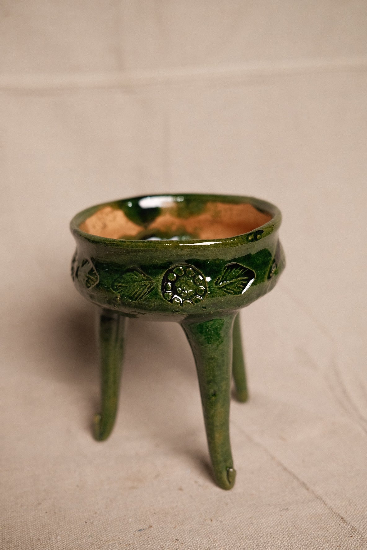 Oaxacan Green Glazed Tripod Vessel No.2