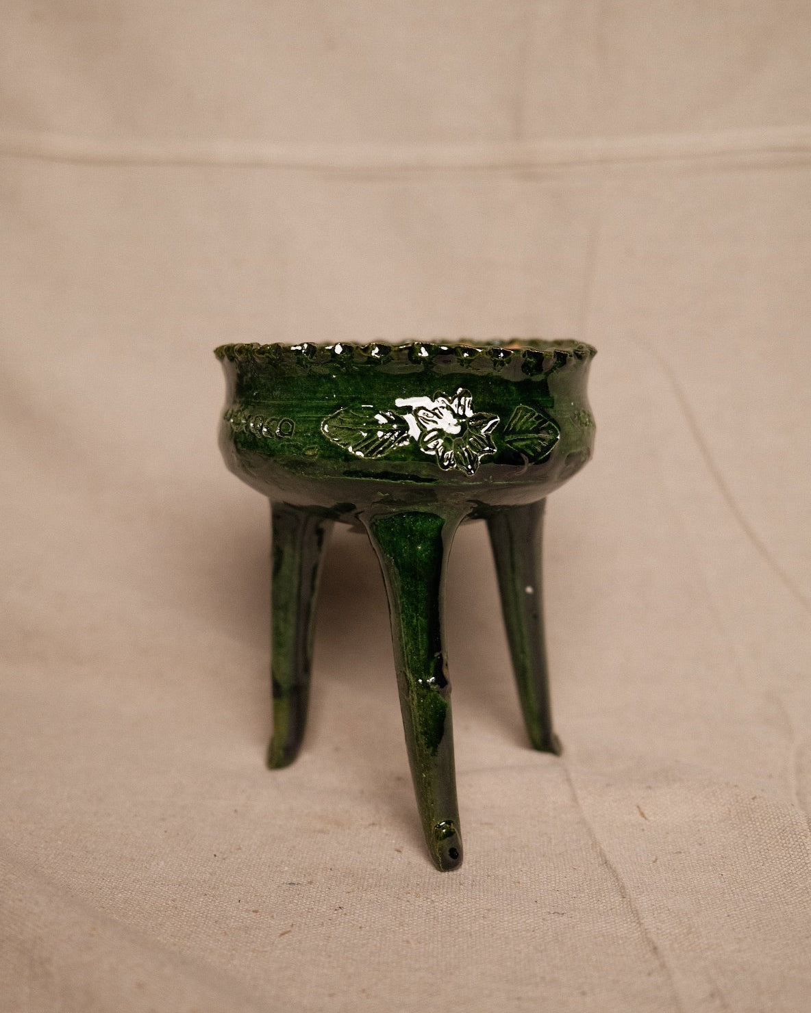 Oaxacan Green Glazed Tripod Vessel No.3