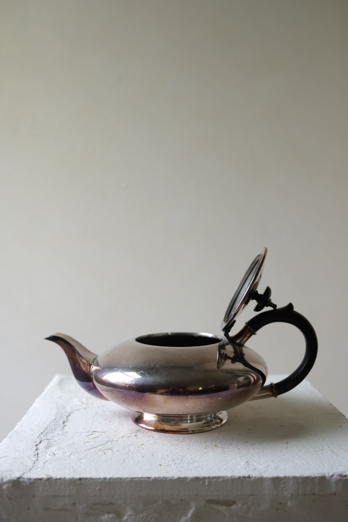 Edwardian Silver-Plated Teapot with Ebony Handle