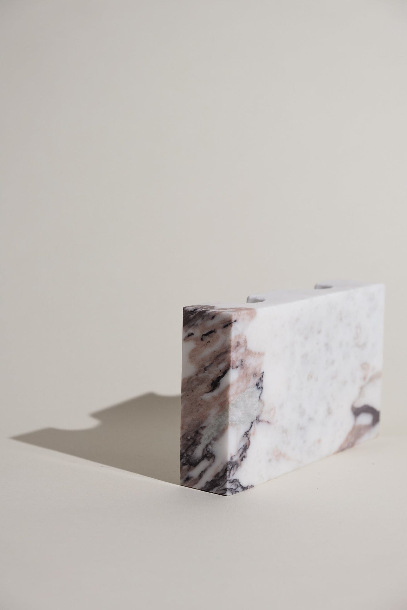 Dua Candle Holder: Viola Calacatta Stone Candle Holder Twenty Third by Deanne