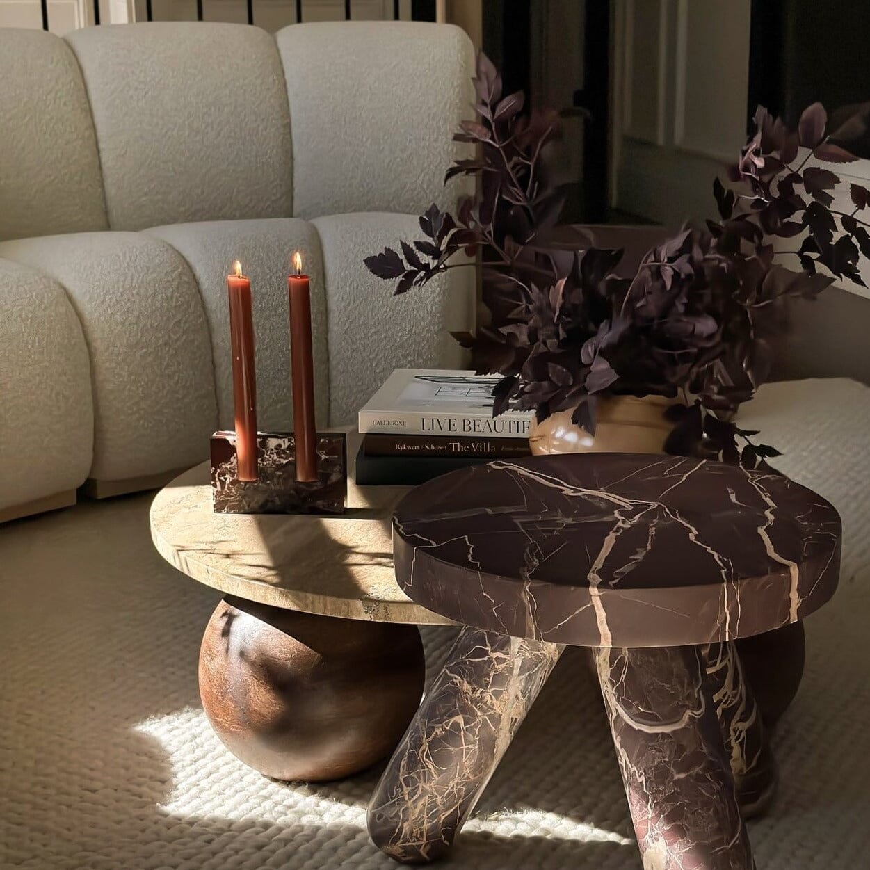 Dua Candle Holder: Rosso Lepanto Stone Candle Holder Twenty Third by Deanne