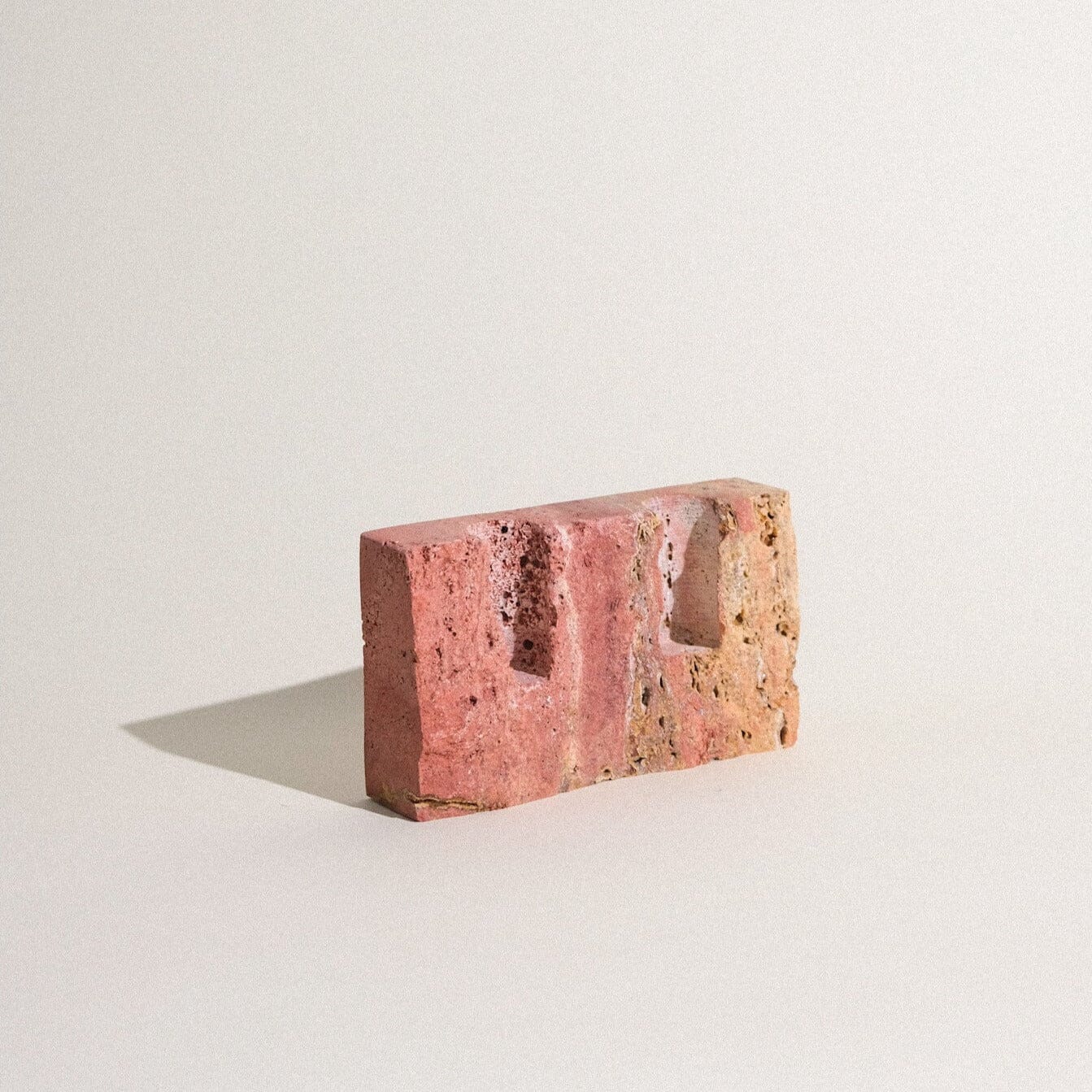Dua Candle Holder: Red Travertine Stone Candle Holder Twenty Third by Deanne