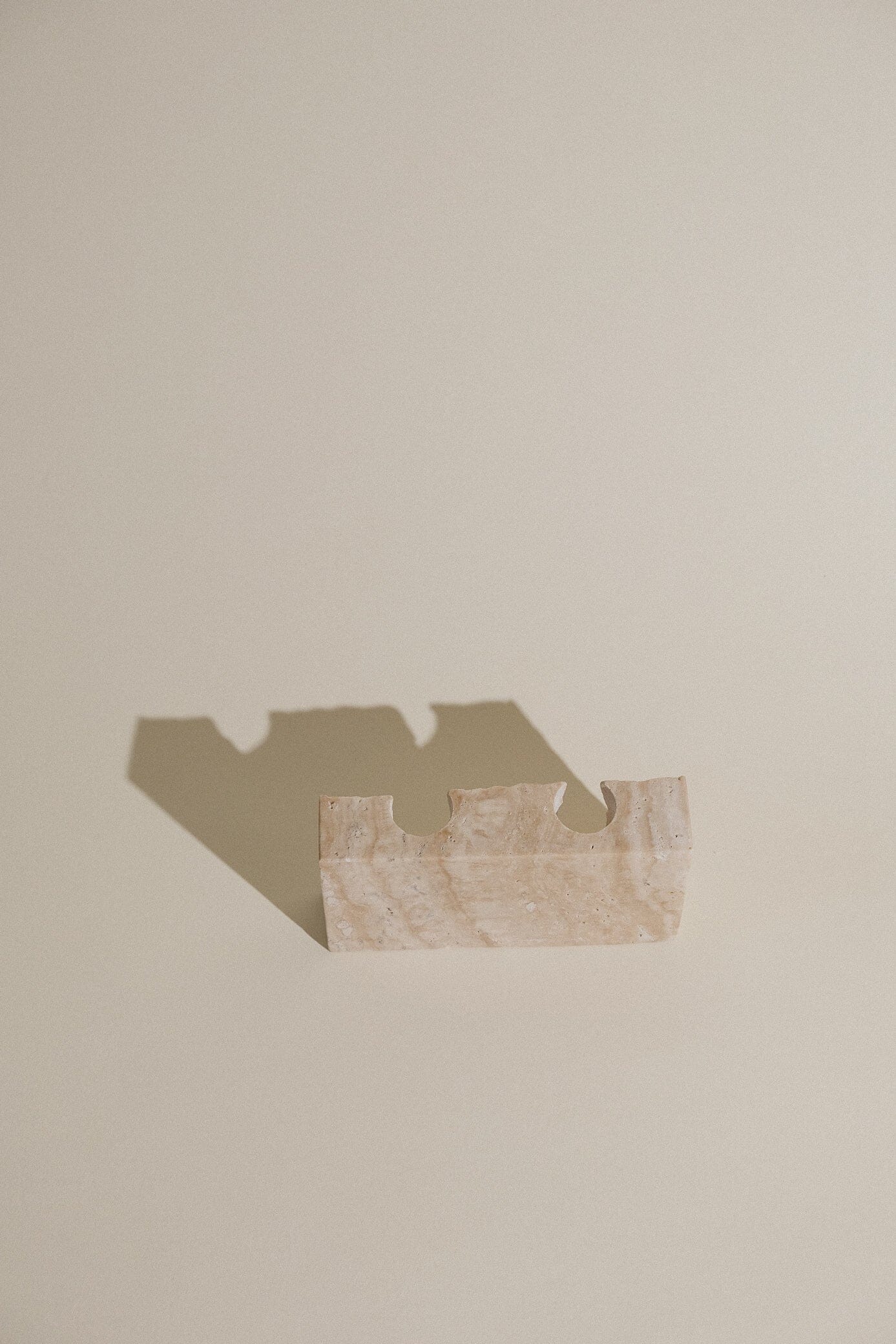 Dua Candle Holder: Beige Travertine Stone Candle Holder Twenty Third by Deanne