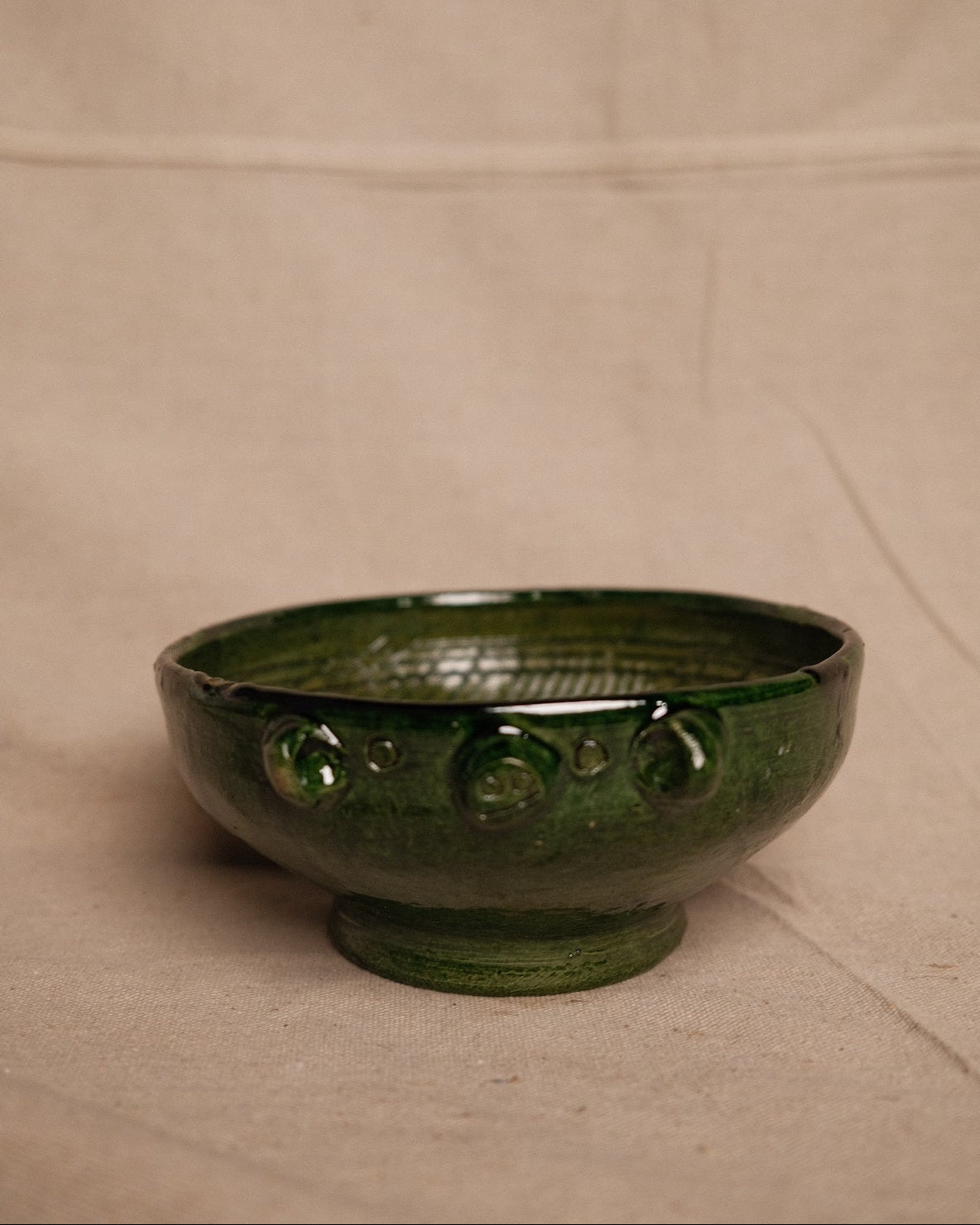 Green Glazed Pedestal Bowl