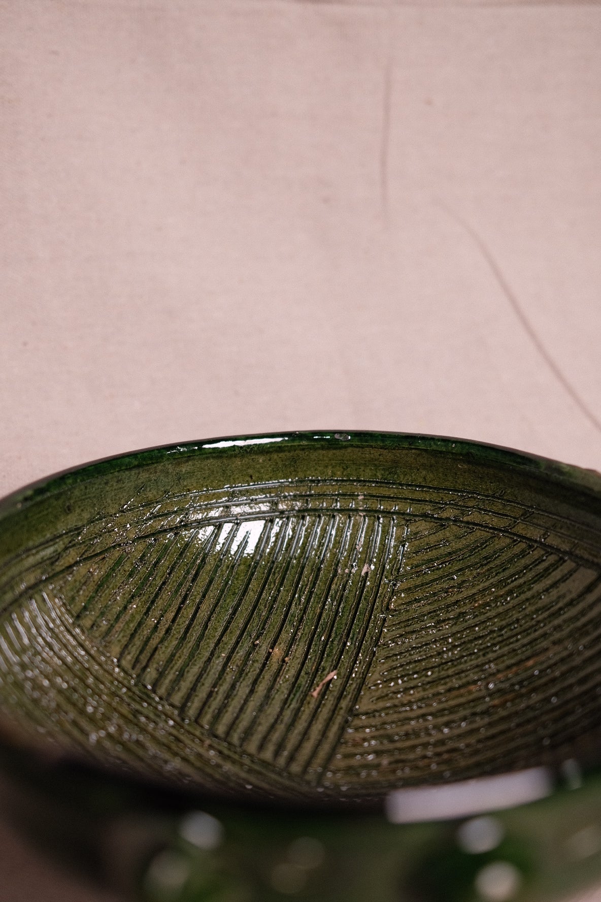 Green Glazed Pedestal Bowl