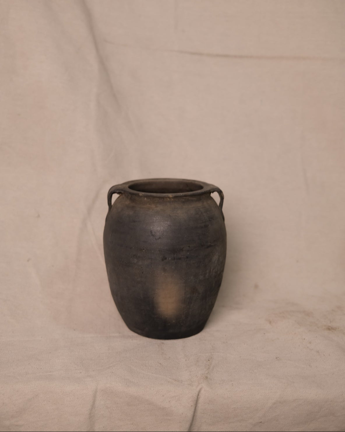 (I) Tall Ancient Chinese Black Clay Vessel