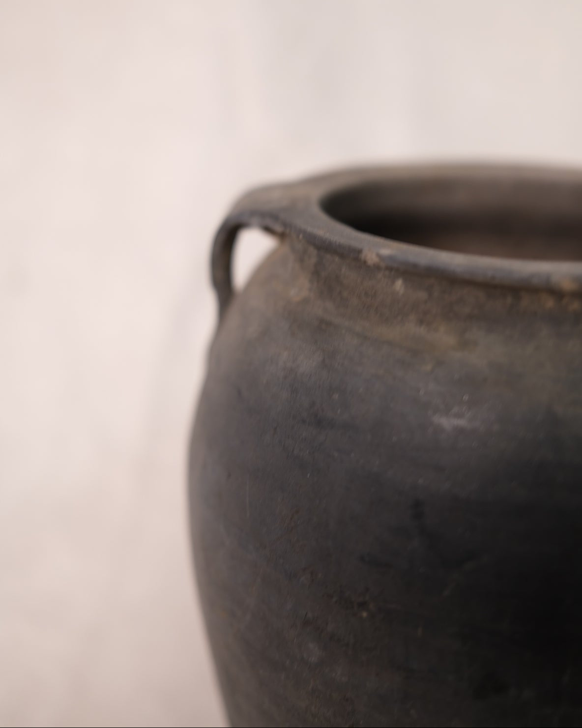 (I) Tall Ancient Chinese Black Clay Vessel