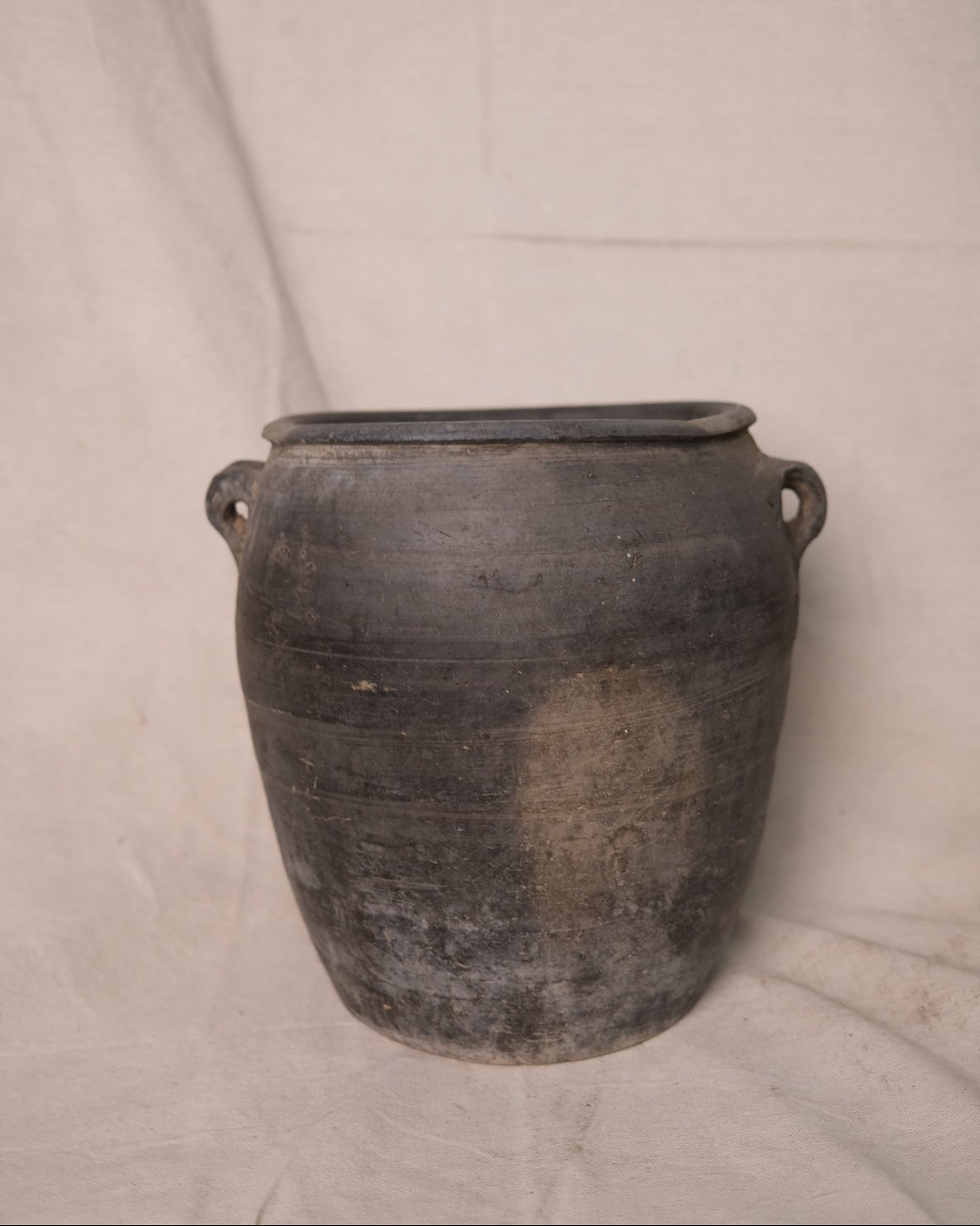 (II) Tall Ancient Chinese Black Clay Vessel