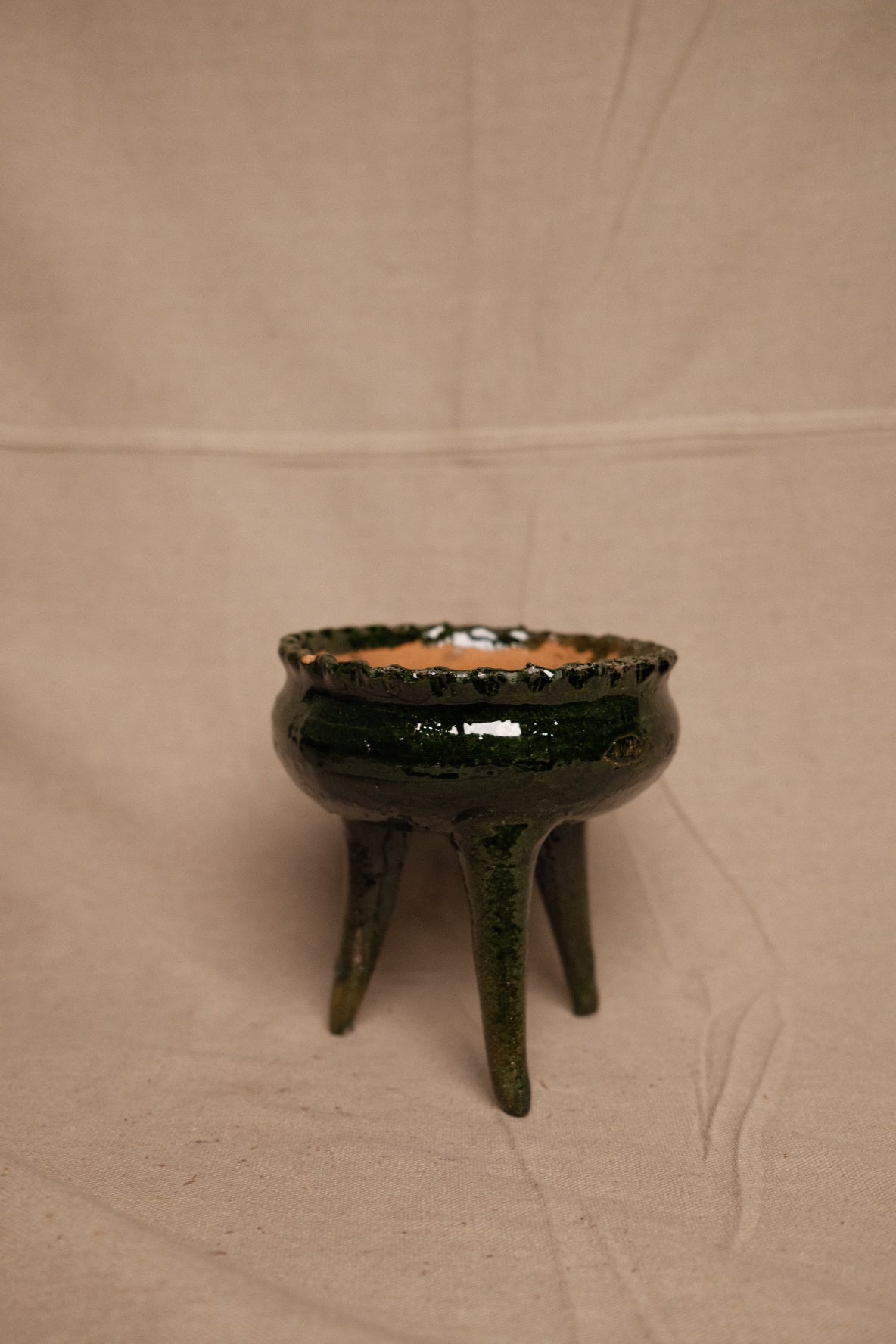 Oaxacan Green Glazed Tripod Vessel No.2