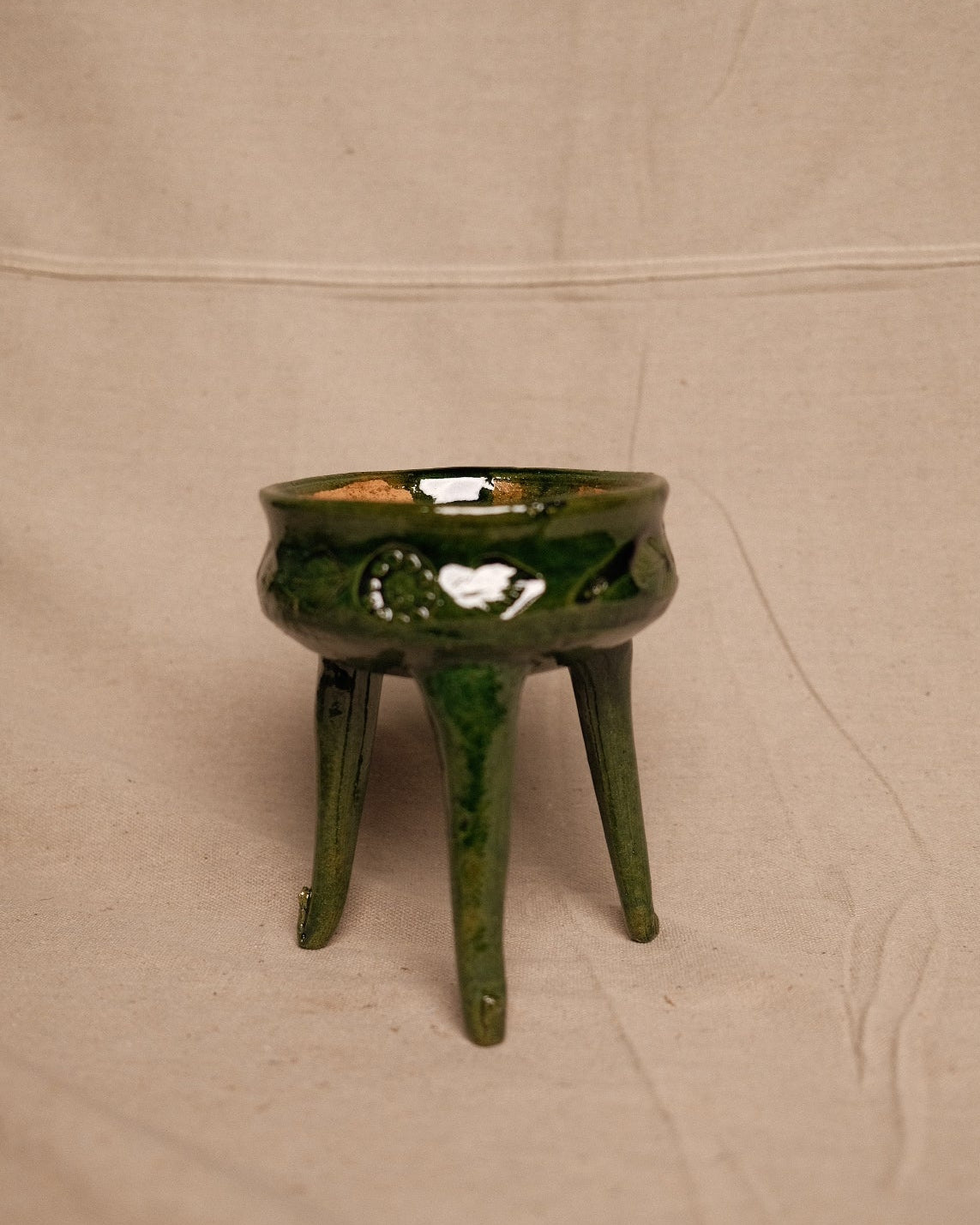 Oaxacan Green Glazed Tripod Vessel No.2