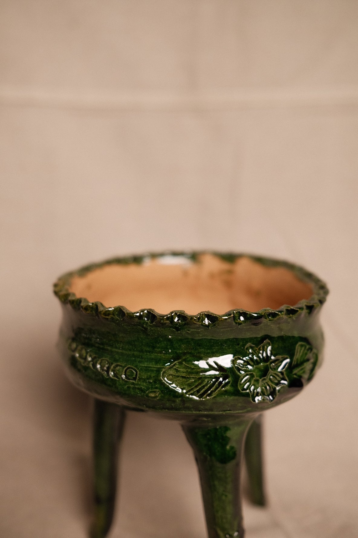 Oaxacan Green Glazed Tripod Vessel No.2
