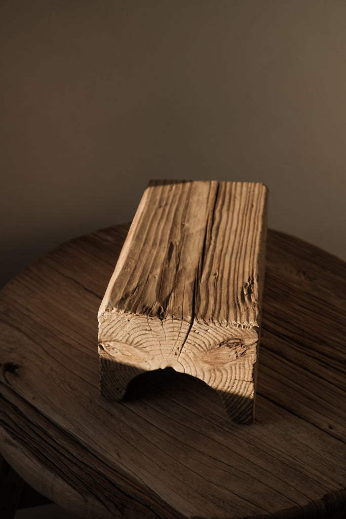 Vintage Elm Wood Pedestal