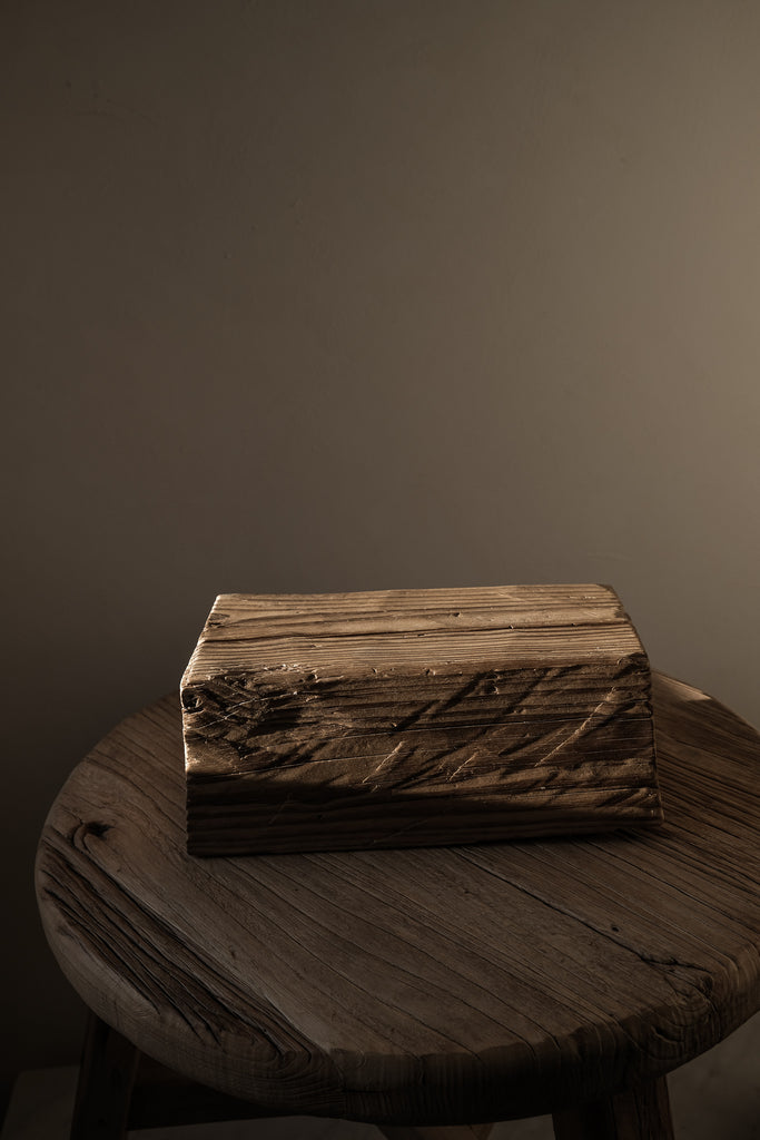Vintage Elm Wood Pedestal