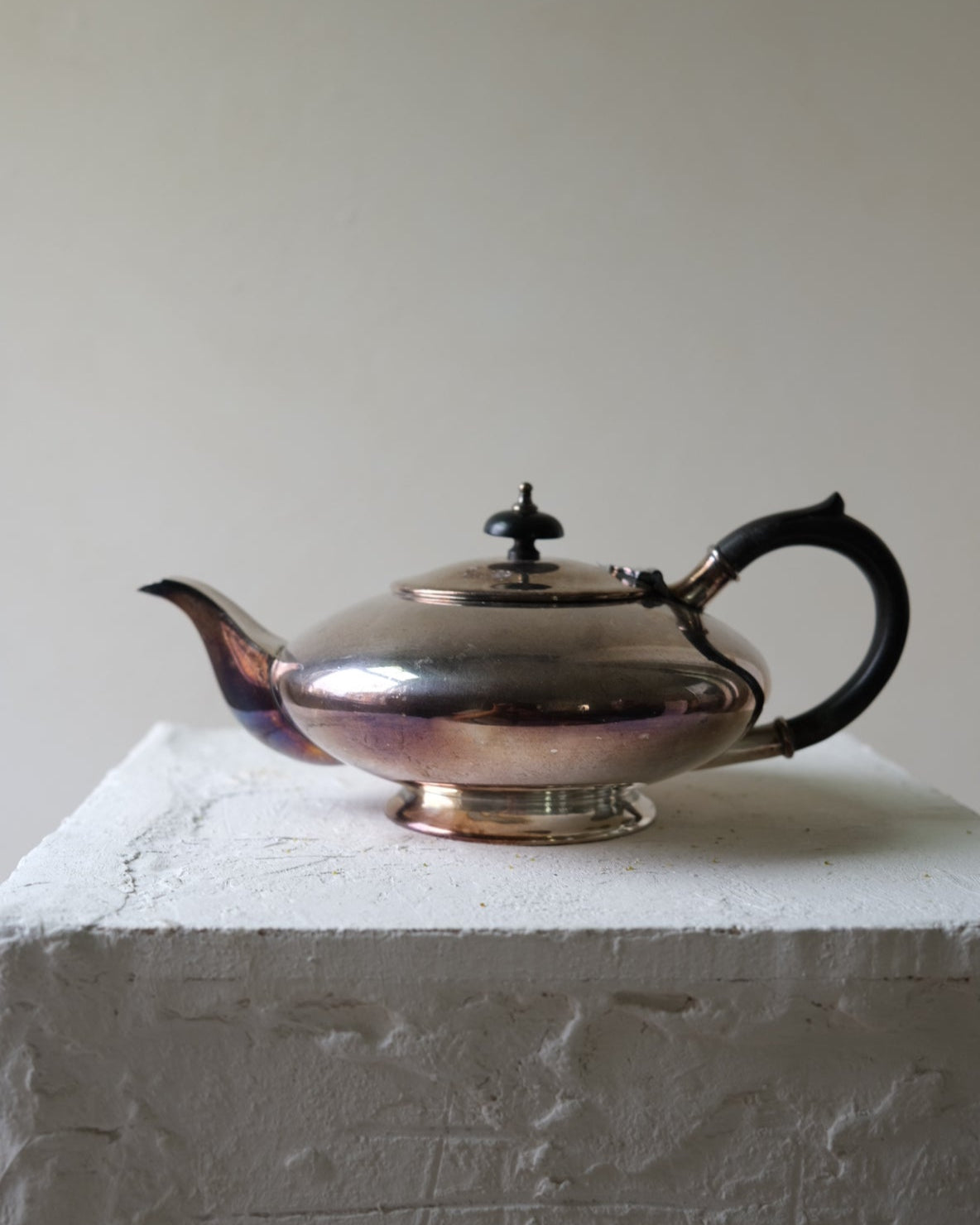 Edwardian Silver-Plated Teapot with Ebony Handle