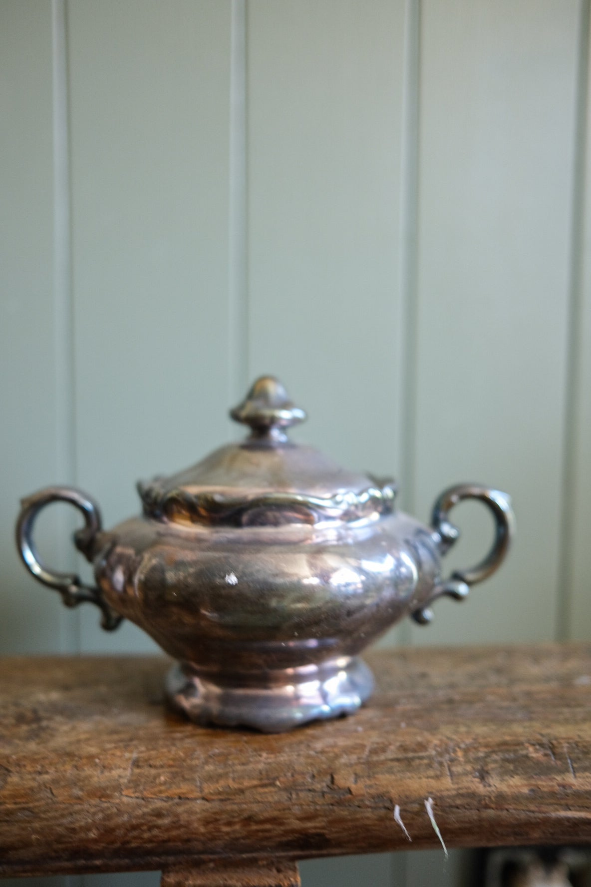 Antique Chrome sugar bowl