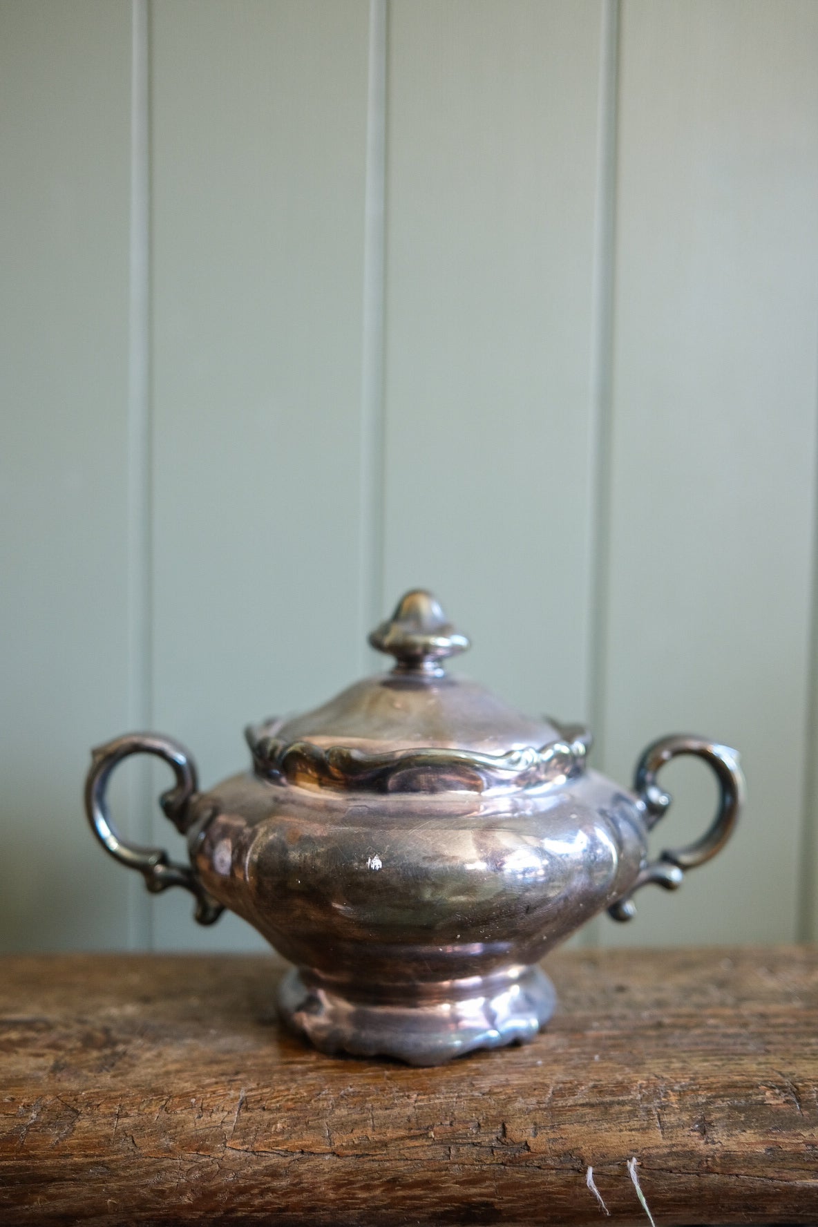 Antique Chrome sugar bowl