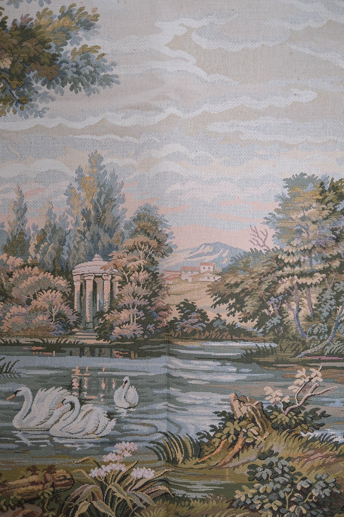 Serene Swan Lake Wall Tapestry