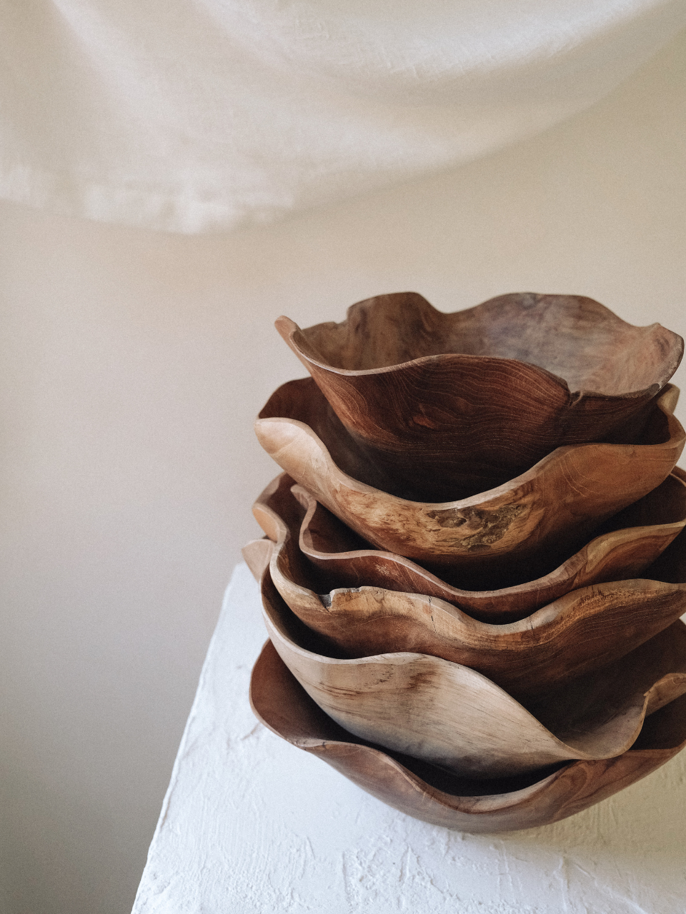 Solid Teak Ruffle bowl