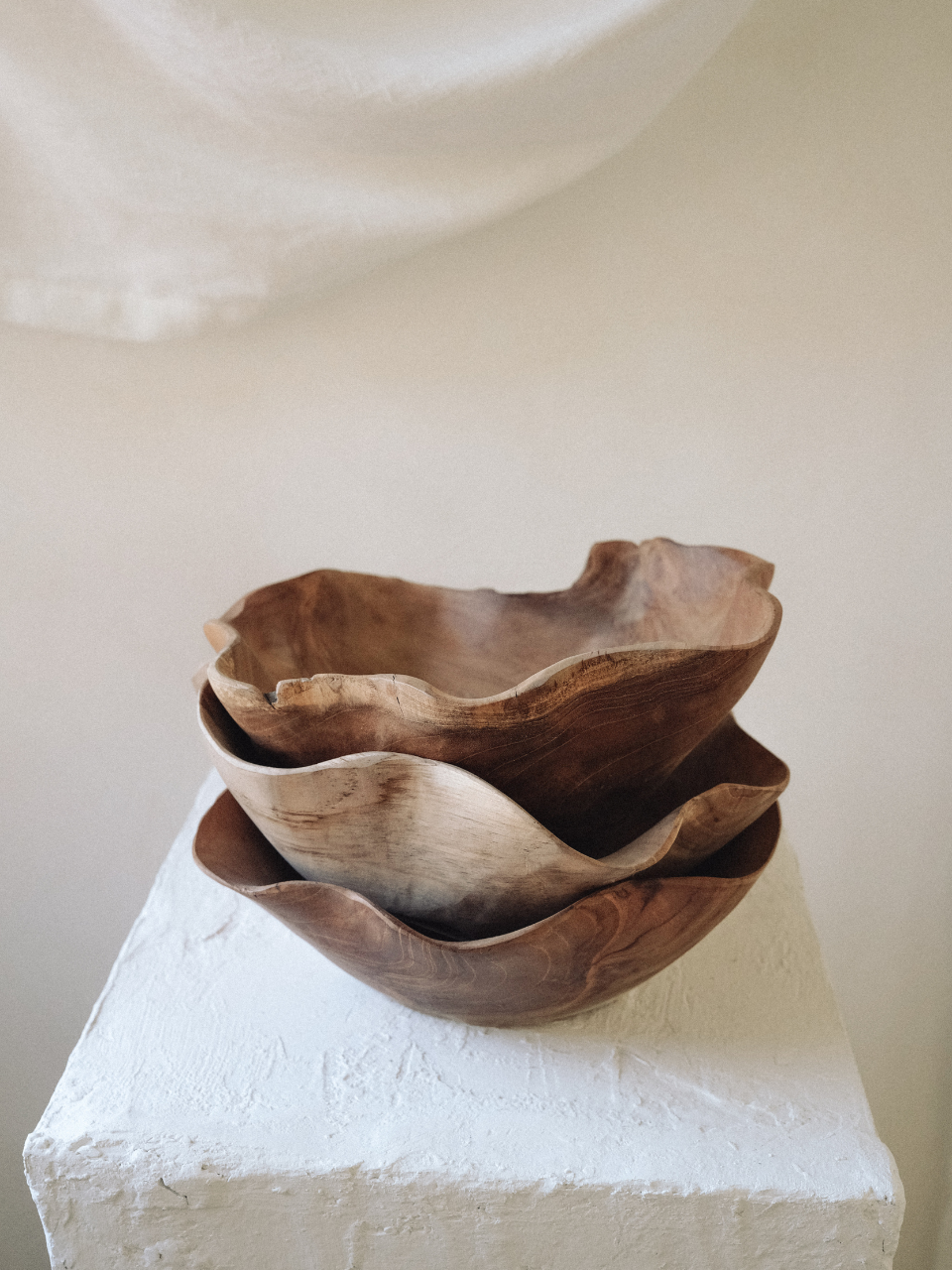 Solid Teak Ruffle bowl