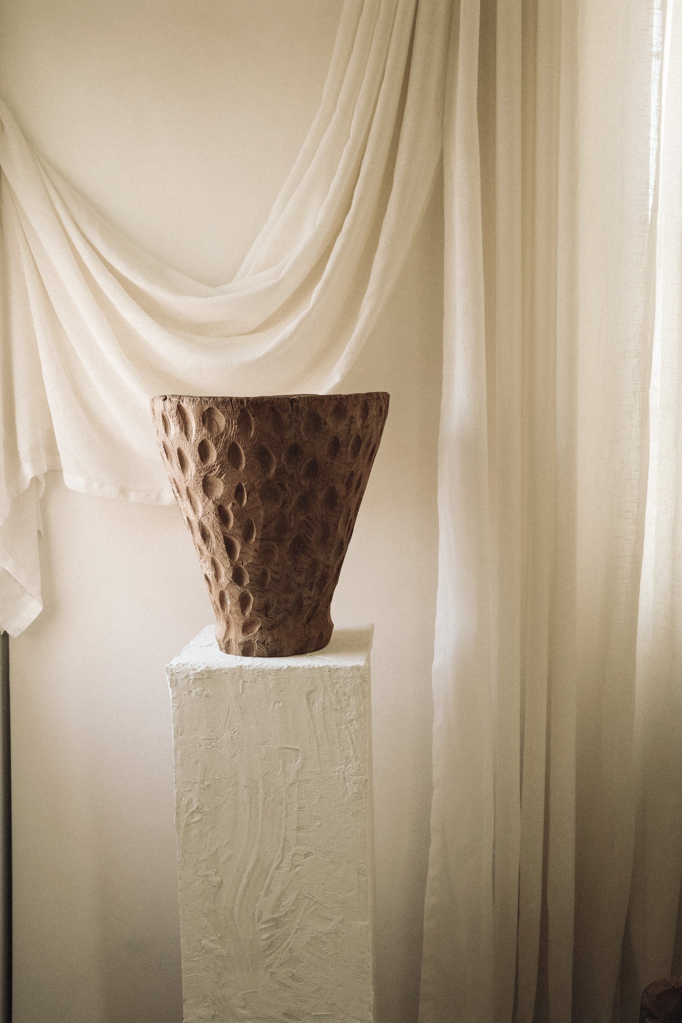 Carved Old teak Jar