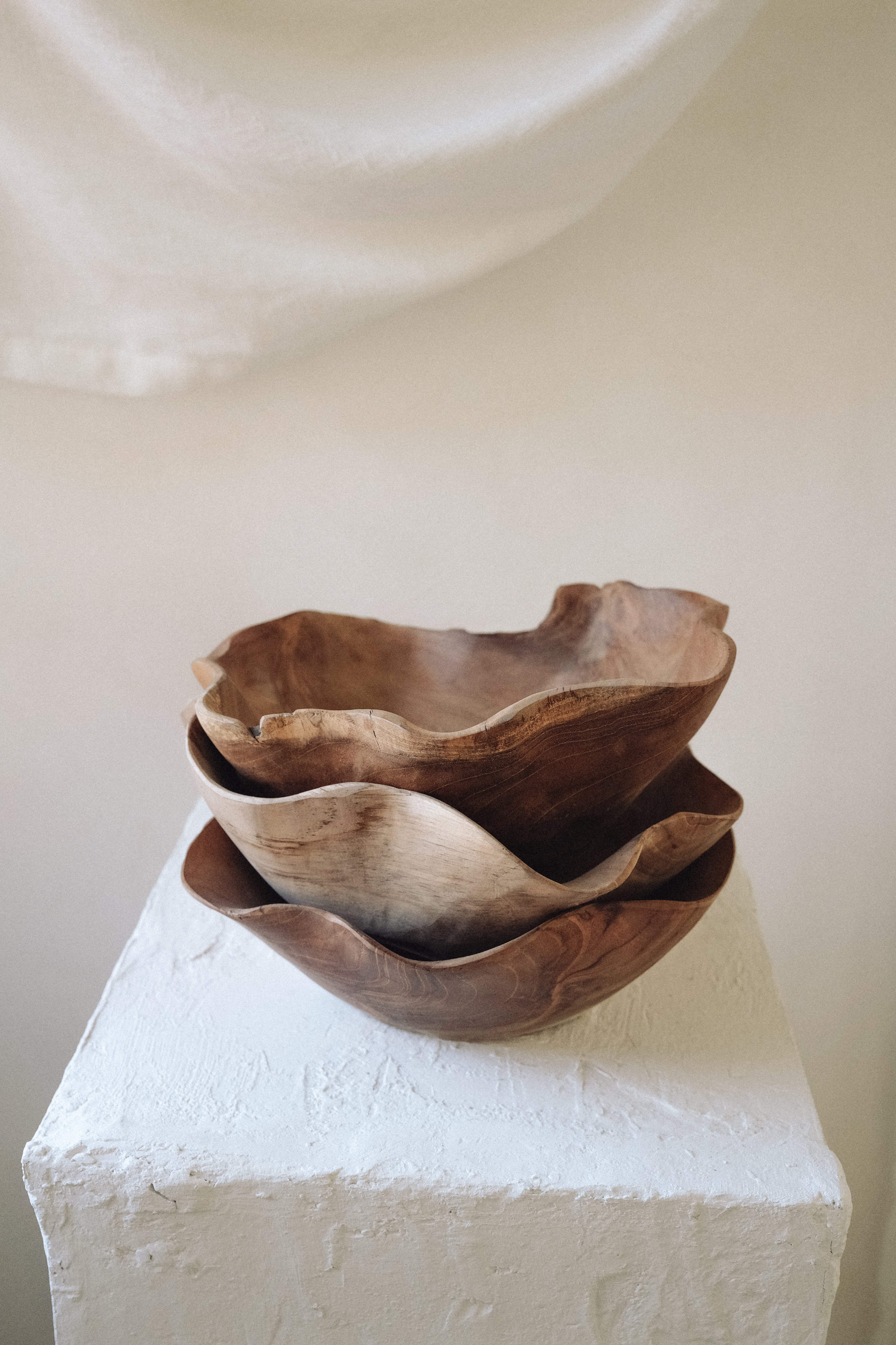 Solid Teak Ruffle bowl