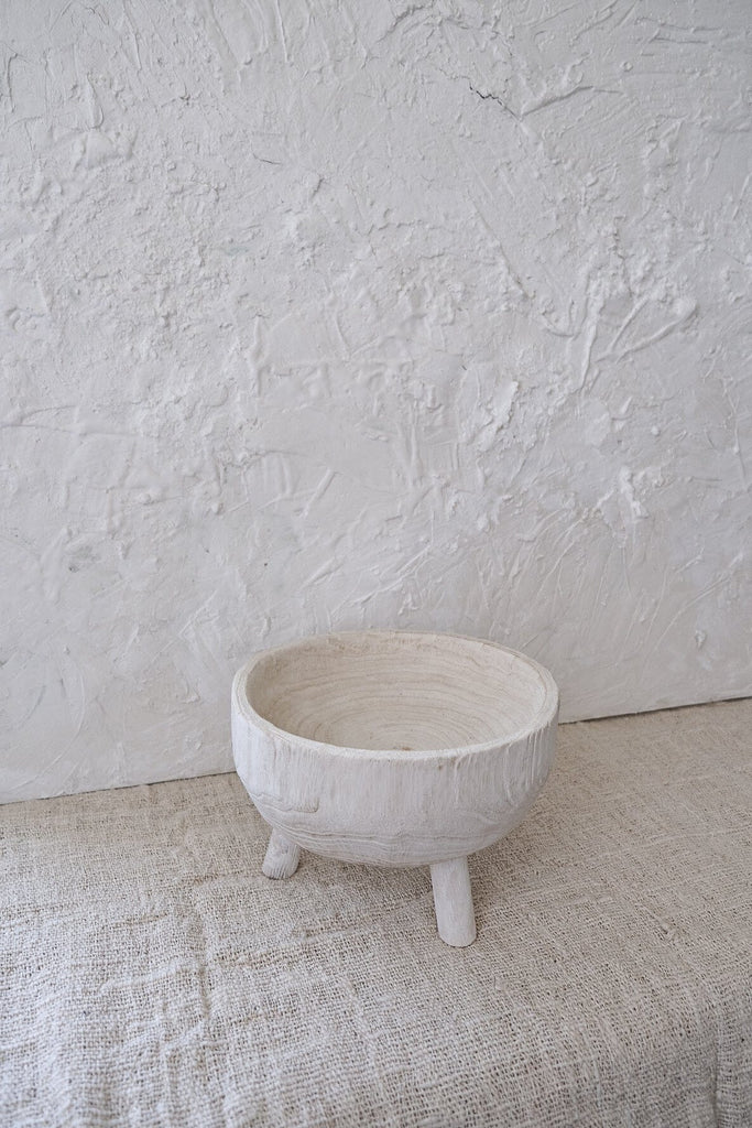 Whitewash wood pedestal bowl Vase Twenty Third by Deanne 