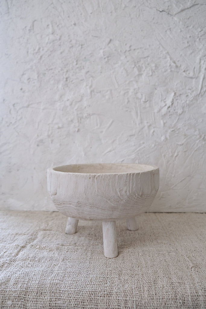 Whitewash wood pedestal bowl Vase Twenty Third by Deanne 